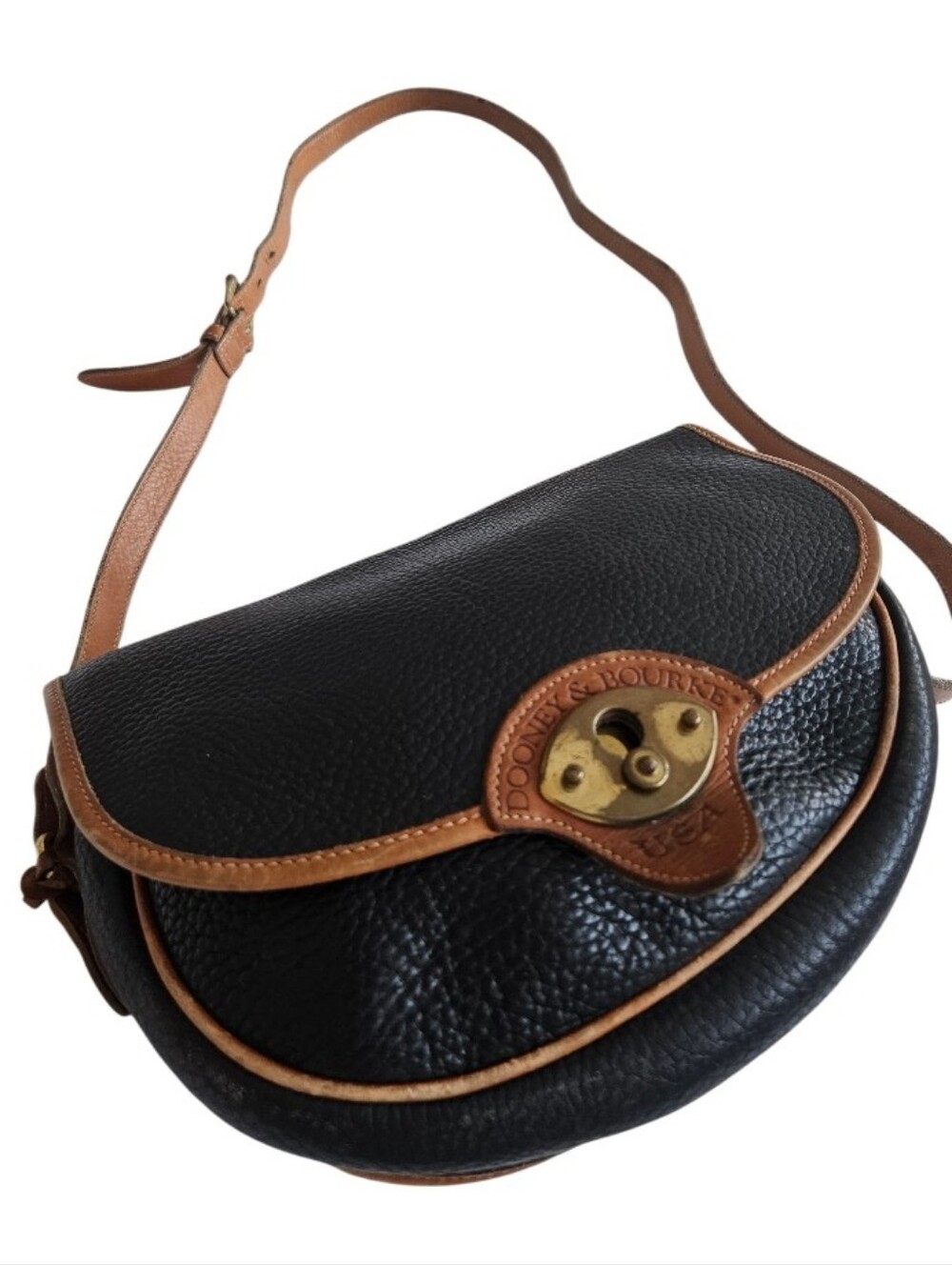 Dooney & Bourke Vintage Leather Crossbody Saddle Bag in Black and Brown - Picture 5 of 13